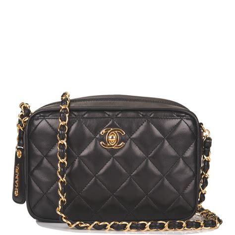 black gold-chain quilted vintage chanel camera bag|Vintage Chanel Camera Bag .